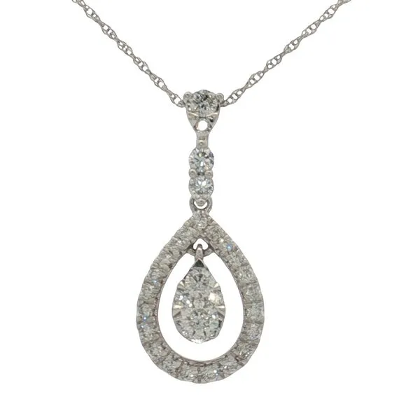 14 Karat White Gold Diamond Drop Pendant Trinity Jewelers  Pittsburgh, PA