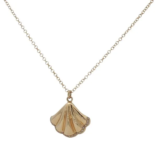 14 Karat Yellow Gold Sea Shell Diamond Pendant Trinity Jewelers  Pittsburgh, PA