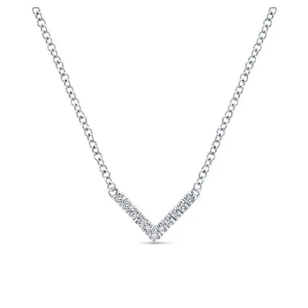 14 Karat White Gold Diamond Chevron Necklace Trinity Jewelers  Pittsburgh, PA