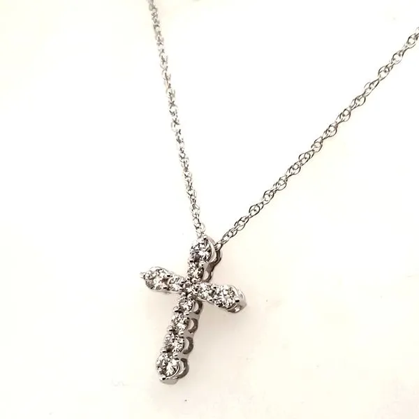 14 Karat White Gold Diamond Cross Pendant Trinity Jewelers  Pittsburgh, PA