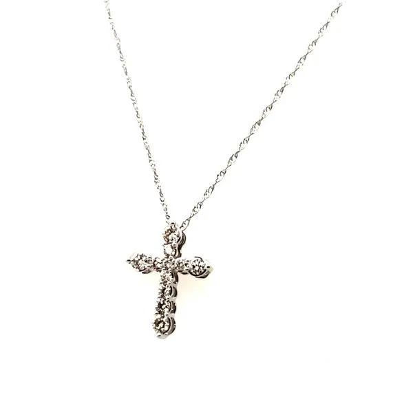 14 Karat White Gold Diamond Cross Pendant Trinity Jewelers  Pittsburgh, PA