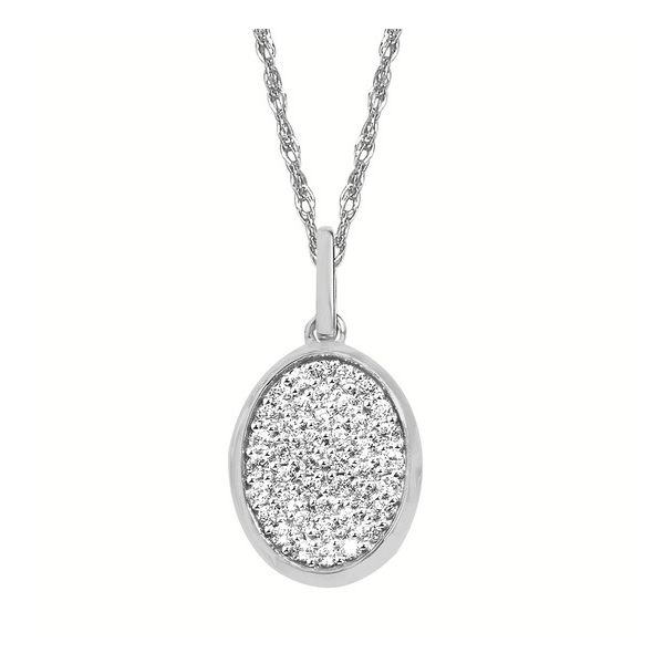14 Karat White Gold Diamond Pave` Disc Pendant Trinity Jewelers  Pittsburgh, PA