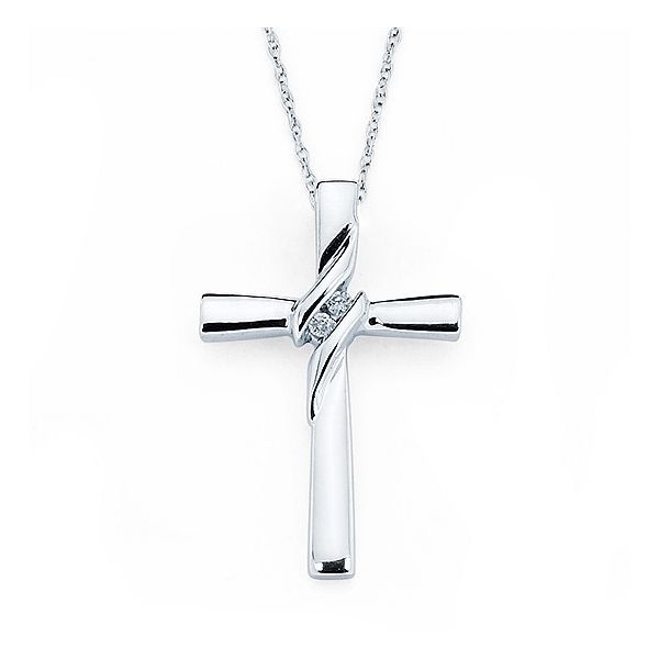 14 Karat White Gold Diamond Cross Pendant Trinity Jewelers  Pittsburgh, PA