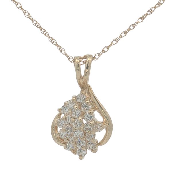 14 Karat Yellow Gold Diamond Cluster Pendant Trinity Jewelers  Pittsburgh, PA