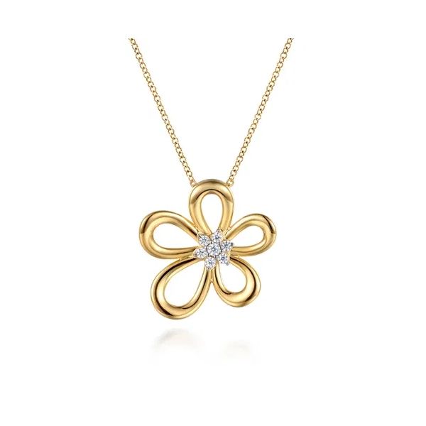 14 Karat Yellow & White Gold Diamond Floral Pendant Trinity Jewelers  Pittsburgh, PA