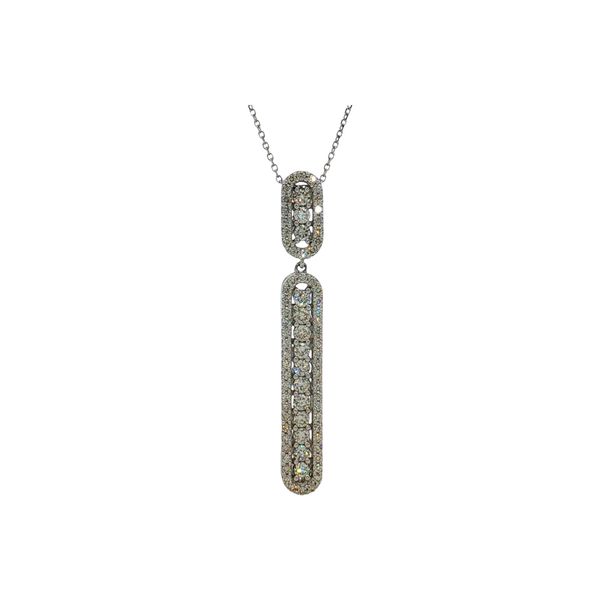 14 Karat White Gold Diamond Bar Drop Pendant Trinity Jewelers  Pittsburgh, PA