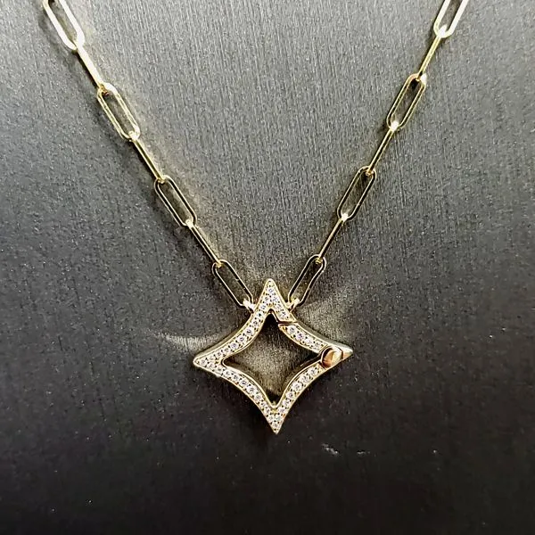 14 Karat Yellow Gold Diamond Paperclip Necklace Trinity Jewelers  Pittsburgh, PA