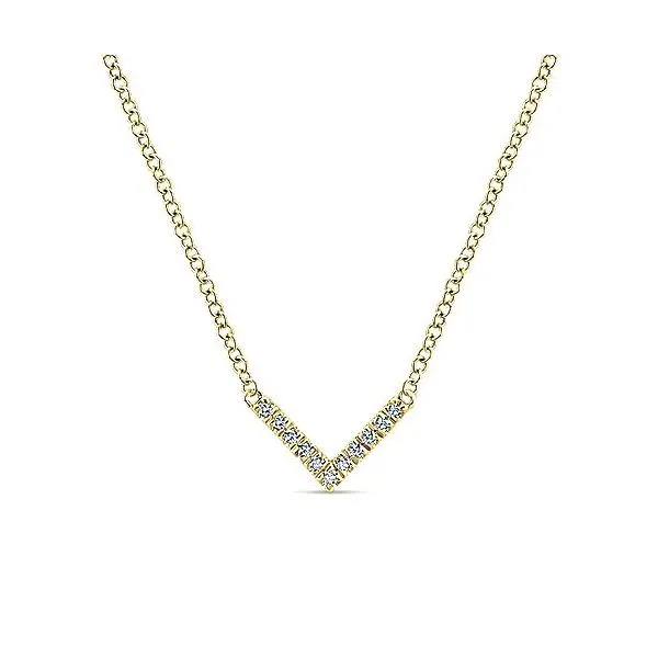 14 Karat Yellow Gold Diamond Chevron Necklace Trinity Jewelers  Pittsburgh, PA