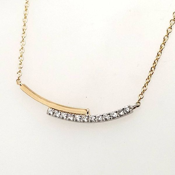 14 Karat Two-Tone Diamond Bar Necklace Trinity Jewelers  Pittsburgh, PA