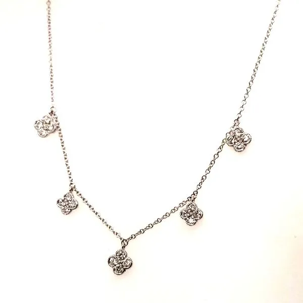 14 Karat White Gold Diamond Dangle Station Necklace Trinity Jewelers  Pittsburgh, PA