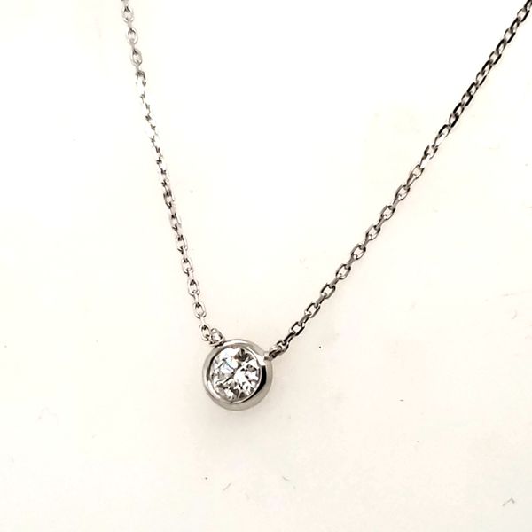 14 Karat White Gold Diamond Bezel Necklace Trinity Jewelers  Pittsburgh, PA