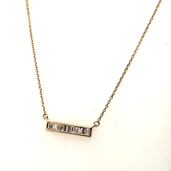 14 Karat Yellow Gold Diamond Baguette Bar Necklace Trinity Jewelers  Pittsburgh, PA