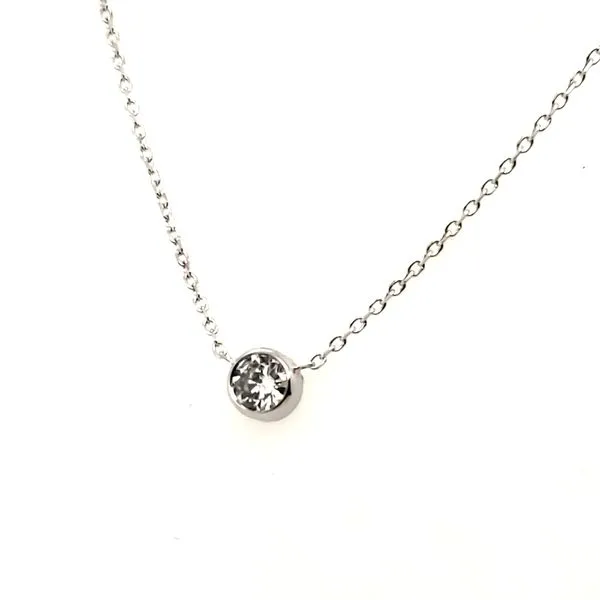 14 Karat White Gold Diamond Bezel Necklace Trinity Jewelers  Pittsburgh, PA