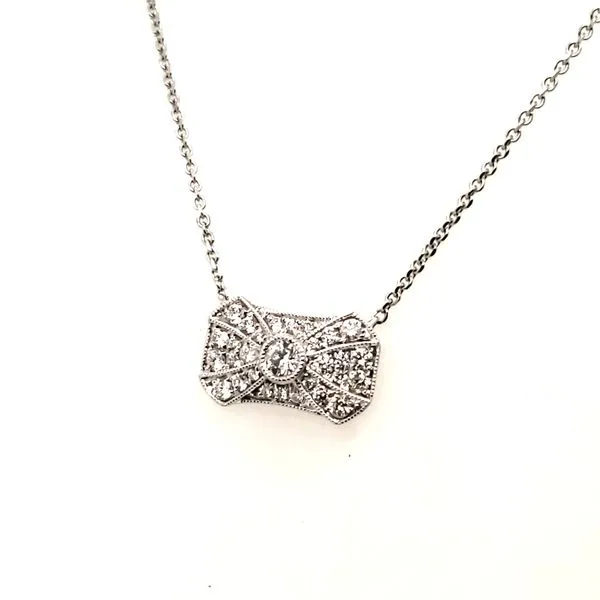14 Karat White Gold Art Deco Diamond Necklace Trinity Jewelers  Pittsburgh, PA
