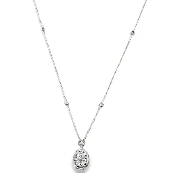 10 Karat White Gold Diamond Cluster Necklace Trinity Jewelers  Pittsburgh, PA