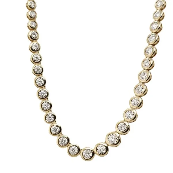 14 Karat Yellow GOld Bezel Set Diamond Necklace Trinity Jewelers  Pittsburgh, PA