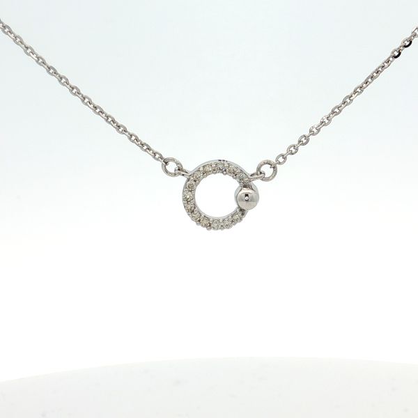 14 Karat White Gold Petite Circle Diamond Necklace Trinity Jewelers  Pittsburgh, PA