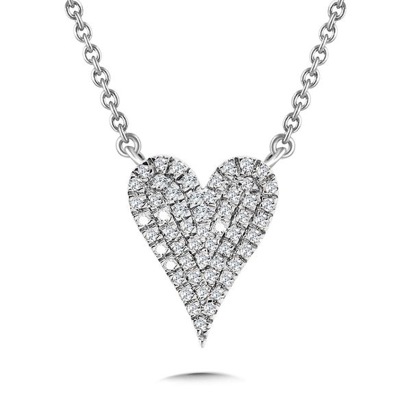 10 Karat White Gold Pave` Heart Diamond Necklace Trinity Jewelers  Pittsburgh, PA
