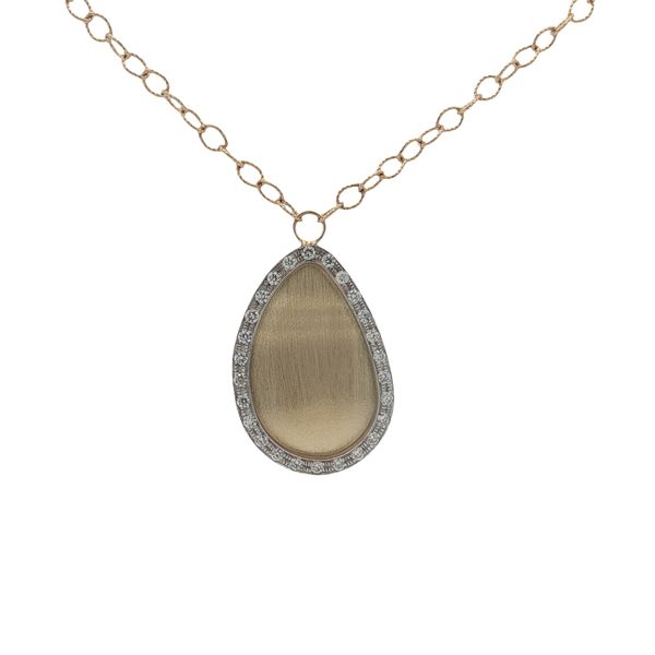 14 Karat Yellow Diamond Satin Brushed Pendant Necklace Trinity Jewelers  Pittsburgh, PA