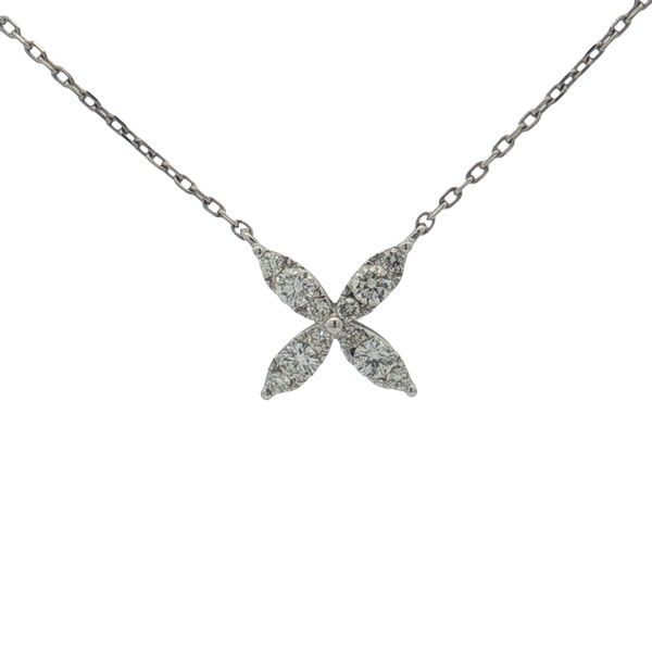 14 Karat White Gold Diamond Floral Style Necklace Trinity Jewelers  Pittsburgh, PA