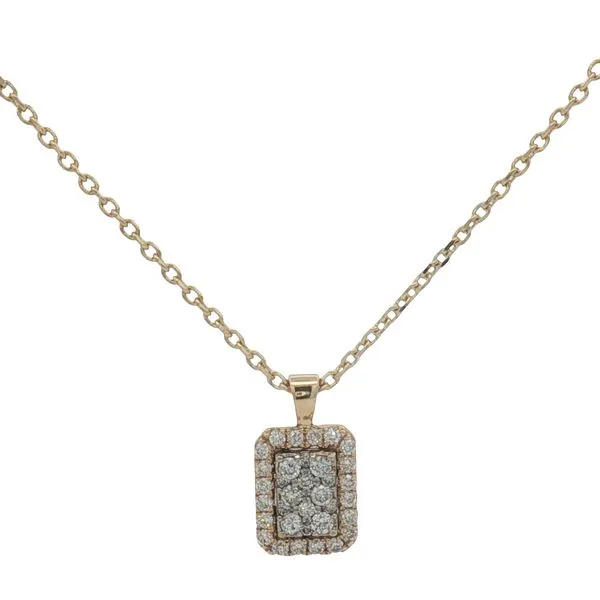 14 Karat Yellow Gold Diamond Cluster rectangle Pendant Necklace Trinity Jewelers  Pittsburgh, PA