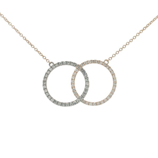 14 Karat Two-Tone Interlocking Circle Diamond Necklace Trinity Jewelers  Pittsburgh, PA