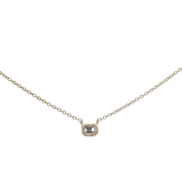 14 Karat Yellow Gold Bezel Set Emerald Cut Diamond Necklace Trinity Jewelers  Pittsburgh, PA