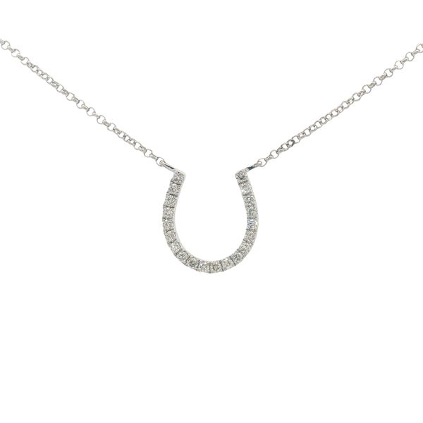 14 Karat White Gold Diamond Horseshoe Necklace Trinity Jewelers  Pittsburgh, PA