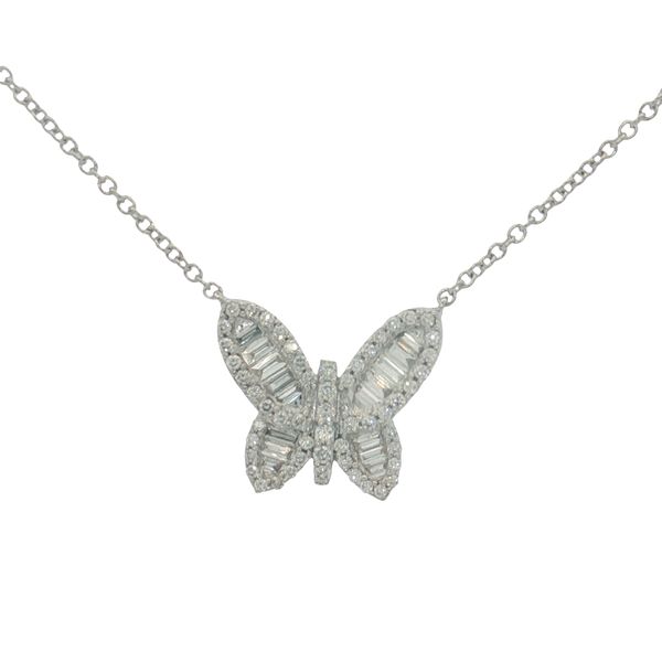 14 Karat White Gold Diamond Butterfly Necklace Trinity Jewelers  Pittsburgh, PA