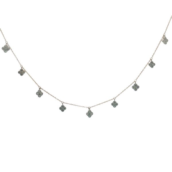 14 Karat Two-Tone Clover Station Diamond Necklace Trinity Jewelers  Pittsburgh, PA