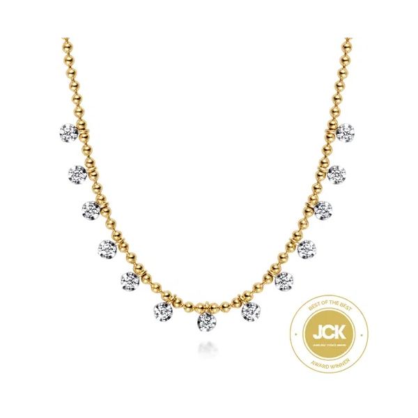 14 Karat Yellow Gold Diamond Drop Station Necklace Trinity Jewelers  Pittsburgh, PA