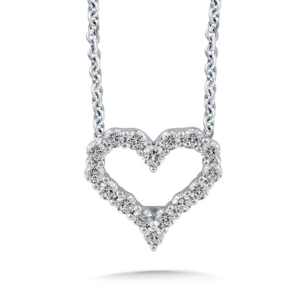 14 Karat White Gold Diamond Heart Necklace Trinity Jewelers  Pittsburgh, PA