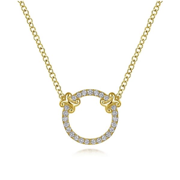 14 Karat Yellow Gold Open Diamond Circle Pendant Necklace Trinity Jewelers  Pittsburgh, PA