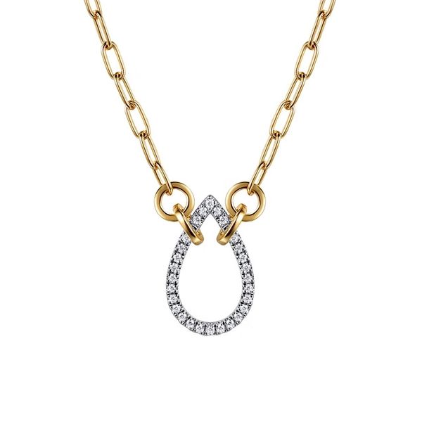 14 Karat Two-Tone Diamond Teardrop Pendant Necklace Trinity Jewelers  Pittsburgh, PA