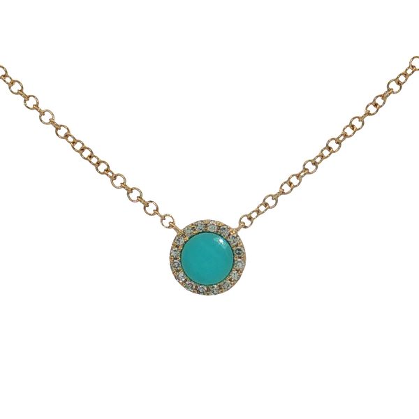 14 Karat Yellow Gold Turquoise & Diamond Necklace Trinity Jewelers  Pittsburgh, PA