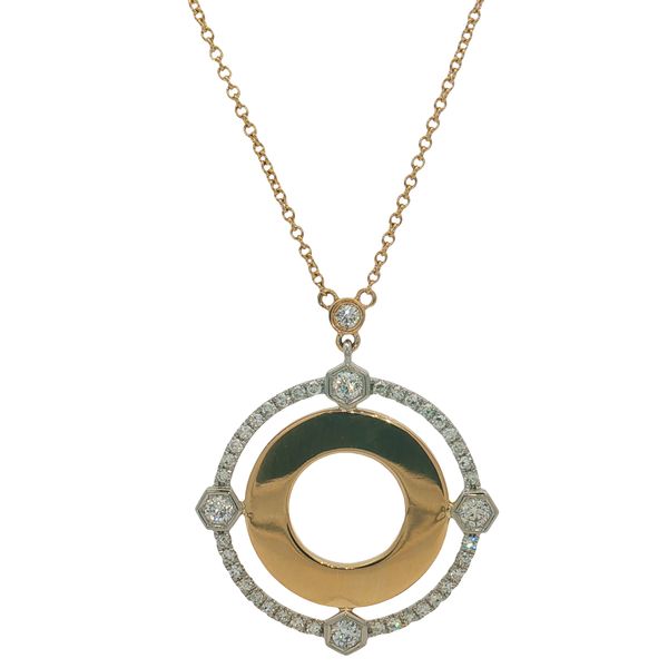 14 Karat Yellow & White Gold Diamond Circle Station Necklace Trinity Jewelers  Pittsburgh, PA