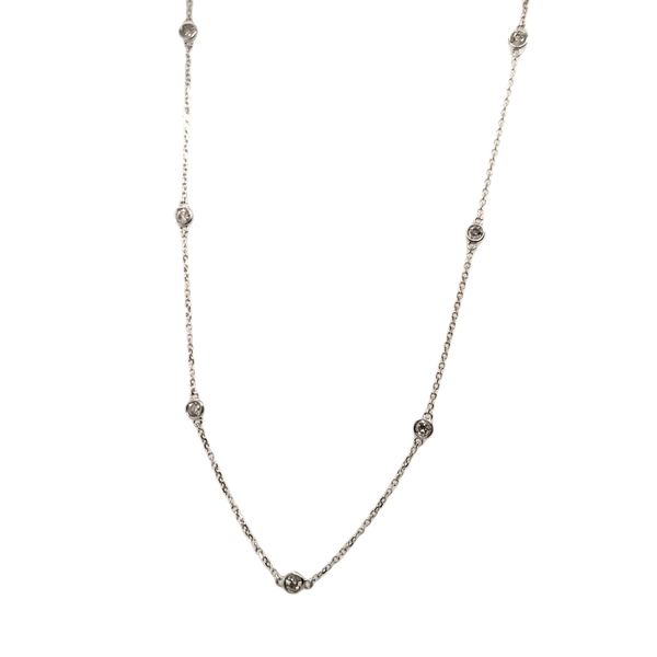 14 Karat White Gold Diamond Bezel Necklace Trinity Jewelers  Pittsburgh, PA