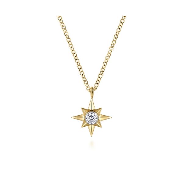 14 Karat Yellow Gold Diamond Starburst Necklace Trinity Jewelers  Pittsburgh, PA
