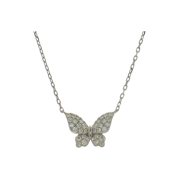 14 Karat White Gold Diamond Butterfly Necklace Trinity Jewelers  Pittsburgh, PA