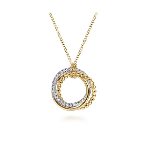 14 Karat White & Yellow Gold Diamond Circle Necklace Trinity Jewelers  Pittsburgh, PA