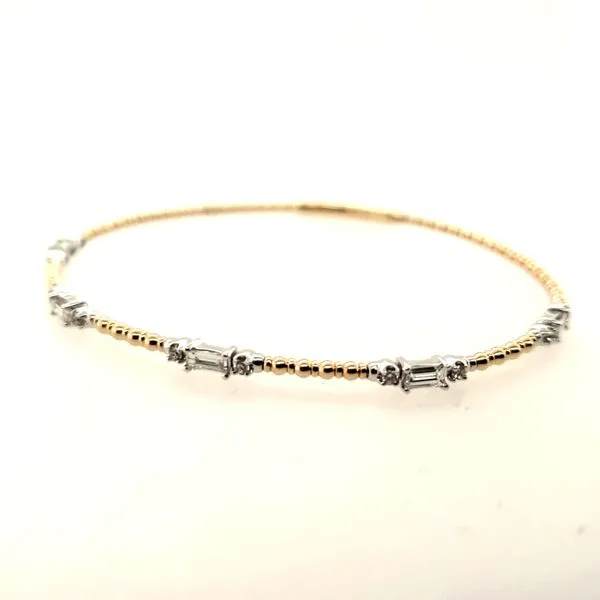 14 Karat Yellow & White Gold Baguette & Diamond Bangle Bracelet Trinity Jewelers  Pittsburgh, PA