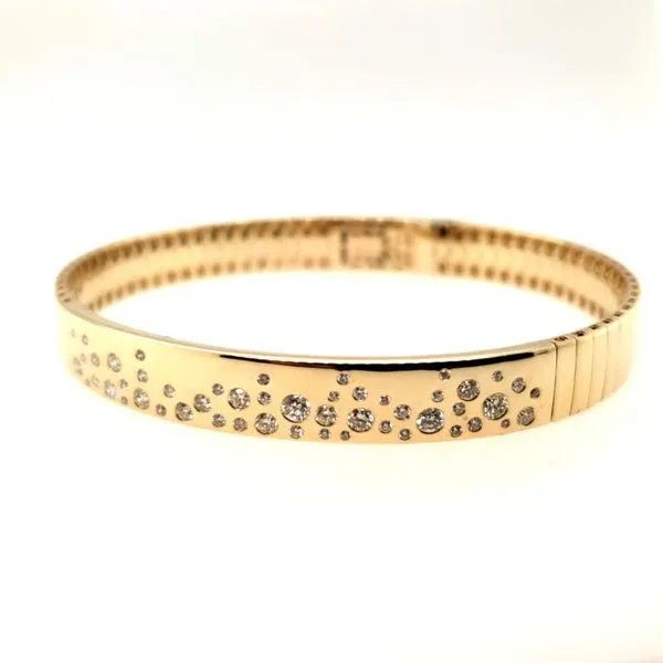 14 Karat Yellow Gold Diamond Wide Bangle Bracelet Trinity Jewelers  Pittsburgh, PA