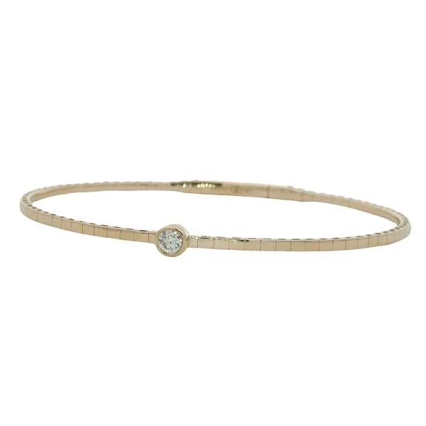 14 Karat Yellow Gold Diamond Solitaire Flex Bangle Trinity Jewelers  Pittsburgh, PA