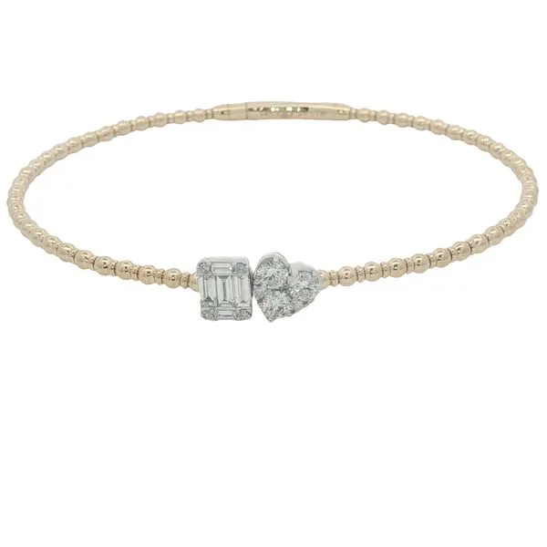 14 Karat Yellow & White Gold baguette & Round Diamond Bangle Bracelet Trinity Jewelers  Pittsburgh, PA