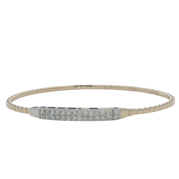 14 Karat Yellow & White Gold Double Row Diamond Bangle Bracelet Trinity Jewelers  Pittsburgh, PA