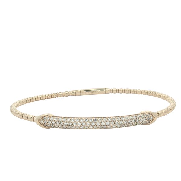 14 Karat Yellow Gold Diamond Pave` Bar Bangle Bracelet Trinity Jewelers  Pittsburgh, PA