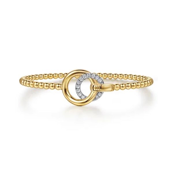 14 Karat White & Yellow Gold Diamond Double Circle Bangle Bracelet Trinity Jewelers  Pittsburgh, PA