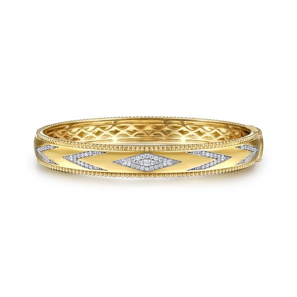 14 Karat Yellow Bujukan Diamond Chevron Pattern Bangle Bracelet Trinity Jewelers  Pittsburgh, PA