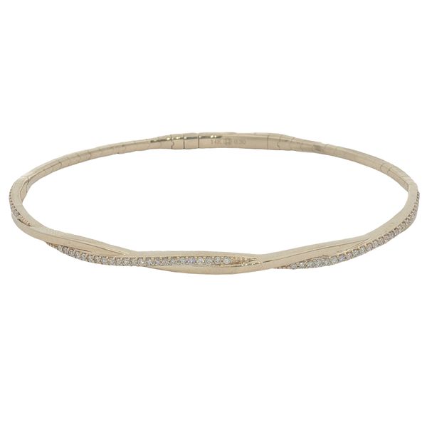 14 Karat Yellow Gold Diamond Twist Bangle Bracelet Trinity Jewelers  Pittsburgh, PA