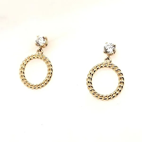 14 Karat Yellow Gold Lab Grown Dangle Doorknocker Earrings Trinity Jewelers  Pittsburgh, PA